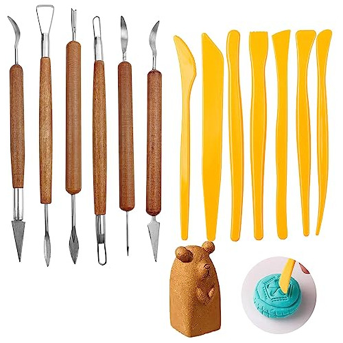 13 Pcs Clay Sculpting Modelling Tools, Wooden Modeling ...