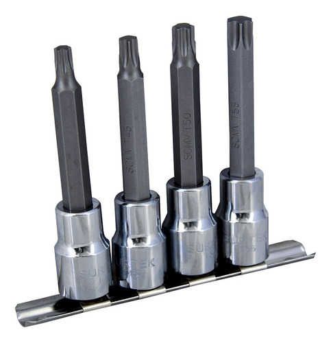 Juego Dados C/punta Larga Torx Cuadro 1/2, 4 Piezas Surtek