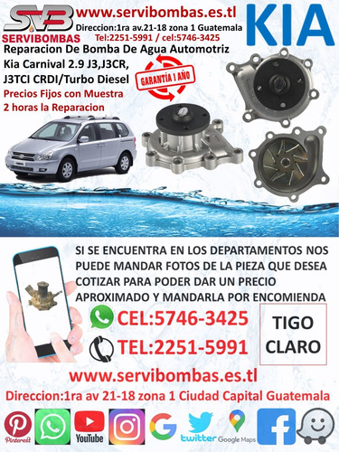 Bomba De Agua Automotriz Kia Combi 3.3 D4al Turbo Guatemala