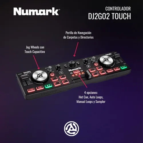 Numark Dj2go2 Touch Controlador Dj Color Negro De 2 Canales