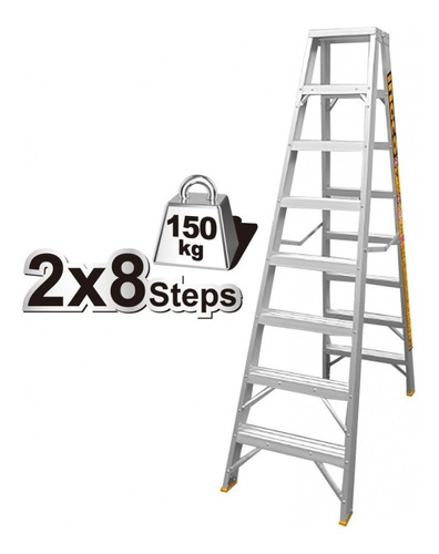 Escalera De Aluminio De Doble Escalones 2x8 Ingco 
