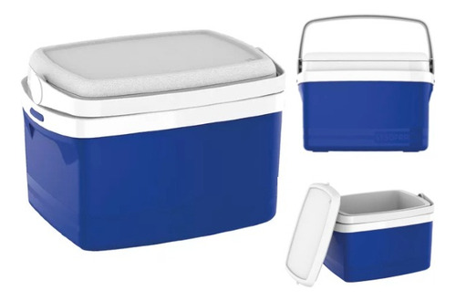 Caixa Termica Cooler 12l Azul Bebidas Com Porta Copo Soprano
