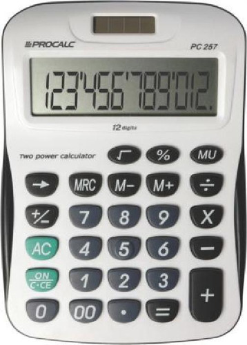 Calculadora De Mesa Procalc Pc257 12 Digitos Bateria Solar