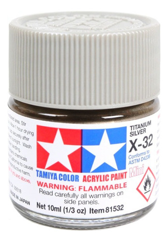 Tinta Acrílica Mini X-32 Prata Titânio (10 Ml) Tamiya 81532