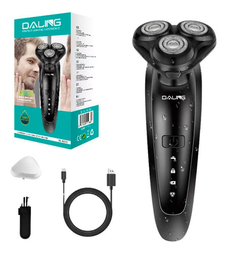 Barbeador Elétrico Daling Dl-9273 Recarregável 3 Lâminas