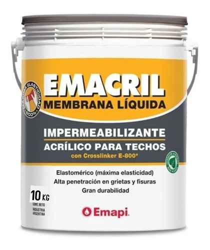 Membrana Liquida Emapi X 10 Kgs Emacril + Rodillo De Regalo