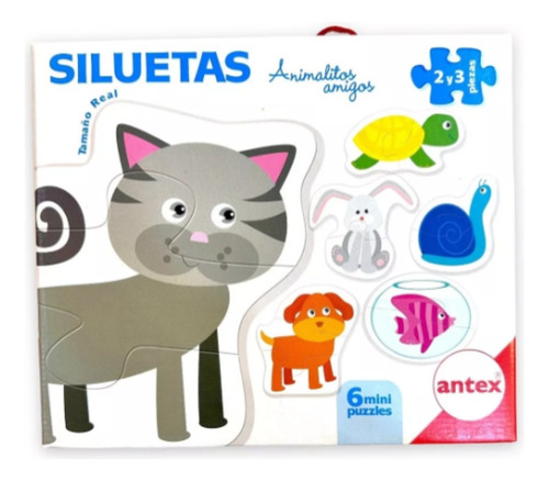 Puzzle Siluetas Animalitos Amigos 6 Mini Rompecabezas Antex