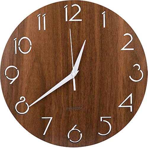 Nicunom Reloj De Pared De Madera Con Diseño De Números Arábi