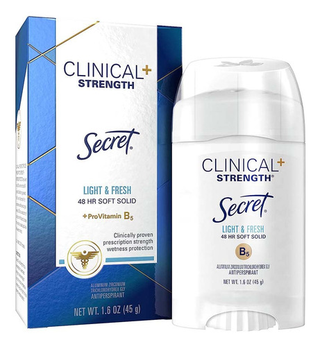 Secret Clinical Strength Anti-Perspirant Deodorant Suave Sólido, Ligero y Fresco Aroma 1.60 oz, su aroma Light & Fresh te hará oler como si acabaras de salir de la ducha todo el dia