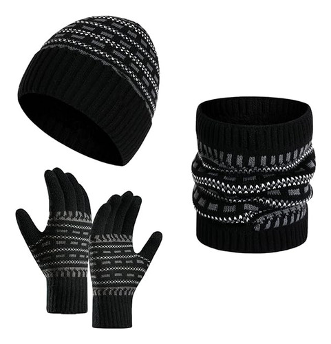 Conjunto Invierno Cálido Bufanda Y Gorro Guantes 3 Piezas