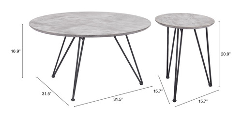 Juego De Mesas Kerris Gris Këssa Muebles