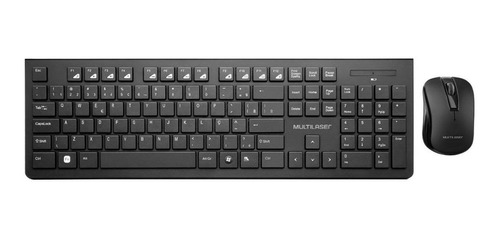 Imagem 1 de 4 de Kit de teclado e mouse sem fio Multilaser TC212 Português Brasil de cor preto