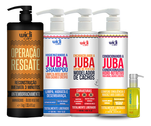 Kit Operação Resgate Creme Shampoo Condicionador Argan Widi