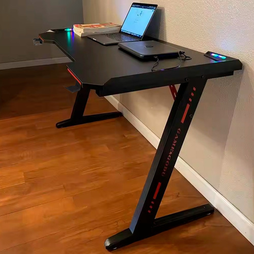 Mesa Para Escritório Gamer Com Led Rgb Computador Notebook