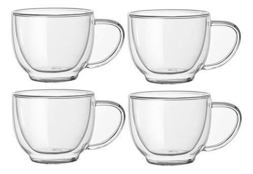 Taza De Café De Vidrio De Doble Pared, 4 Piezas, Taza De Té