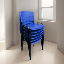 Comprar Silla Apilable Fija Plástica Oficina Reforzada Pack X6 Super Fuertes Con Garantia De Fabrica Stock Permanente Color Azul