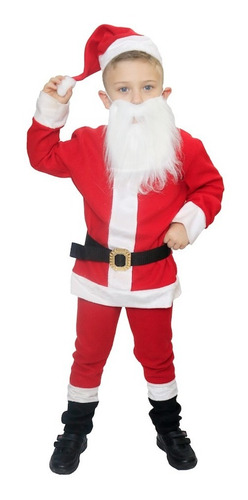 Disfraz Santa Claus Clasico Con Barba Blanca Niño