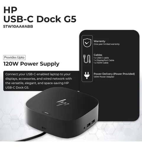 Docking Station Hp Usb-c G5 Con Adaptador 120w Y Accesorios