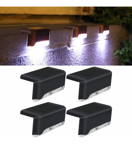 4 Pcs Lámpara Luz Solar Exterior Jardín Escalera Tierra Led