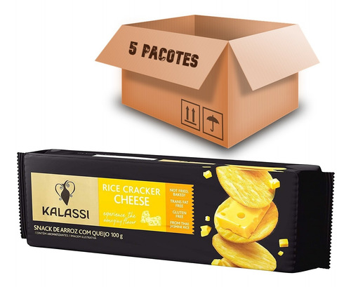 Snack Kalassi Rice Crackers Cheese 100g (5 Pacotes)