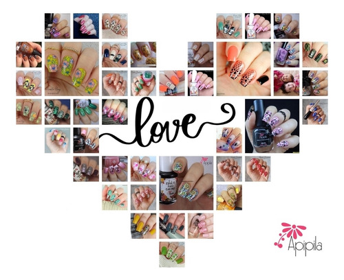 Kit Manicure Designer Unhas Apipila Decore Com Carimbo Unhas