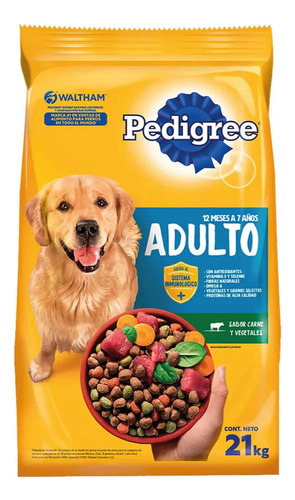 Alimento Pedigree Óptima Digestión Etapa 2 para perro adulto todos los tamaños sabor carne y vegetales en bolsa de 21 kg