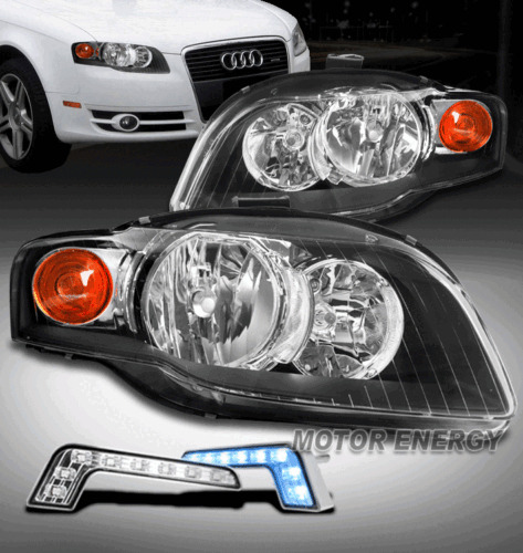 For 05-08 Audi A4 S4 B7 Black Halogen Headlights Headlam Nnc