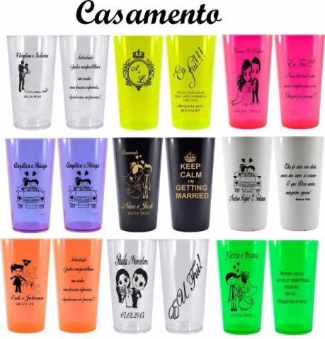 Kit 80 Copos Long Drink 350ml Acrílico Personalizados