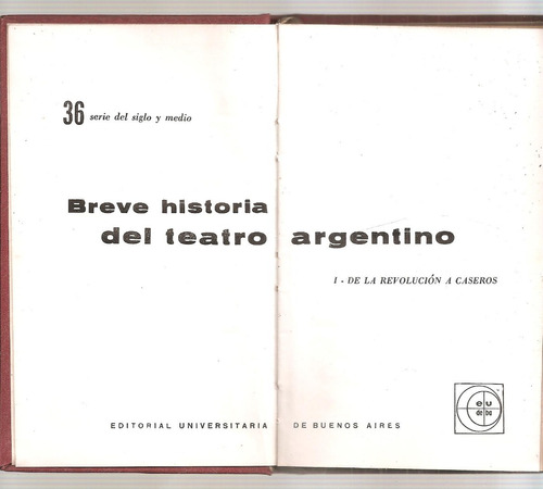 Breve Historia Del Teatro Argentino Nº 1 - Eudeba