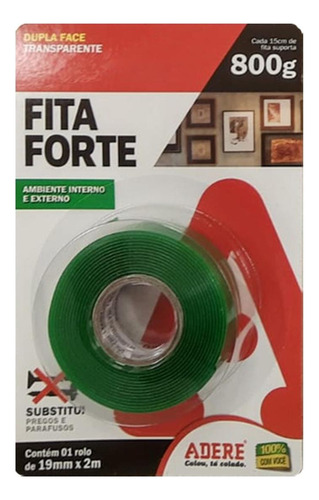 Fita Dupla Face Adere Fixa Forte Transparente 12mm  X 2m