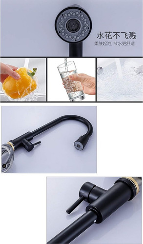 Llave De Lavaplatos Grifo Extraíble Extensible Flexible Negr
