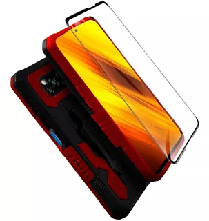 Funda Xiaomi Redmi Poco Con Cristal 9d Hardy Clip State22 Color Rojo Xiaomi Poco X3 Nfc / Poco X3 / I Poco X3 Pro + Cristal 9d