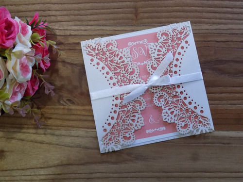 Tarjetas Caladas De Casamiento Rusticas Papel Madera Boda