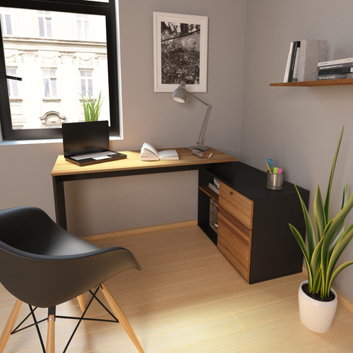 Escritorio Centro Estant Milan Negro Paraiso Ancho 168cm