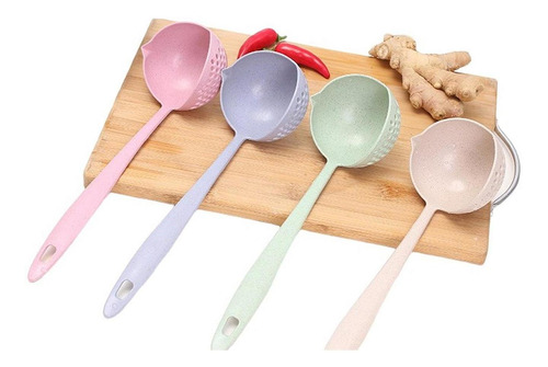 Imagen 5 de 10 de 2 Cucharon Rosa Escurridor Colador Cuchara Sopa Caldo Cocina