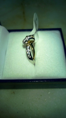 Anillo Oro Goldfilled Blanco/amarillo Zafiros (lab)/circ T8