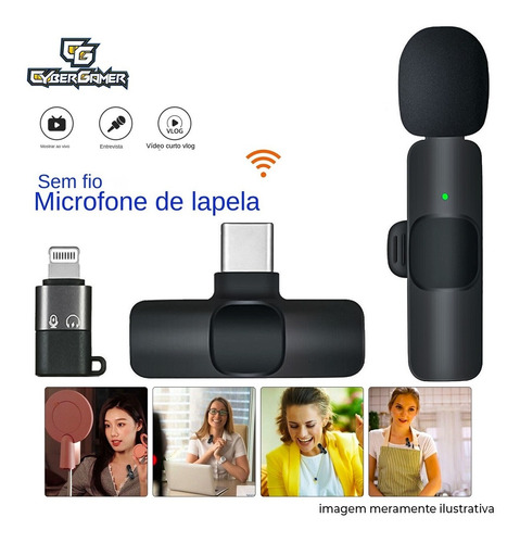 Imagem 2 de 6 de Microfone Sem Fio Bluetooth 2.4 Clip Colarinho Redução Ruído