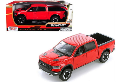 2019 Ram 1500 Rebel Crew Cab Pickup Truck Rojo 1/24 Modelo D