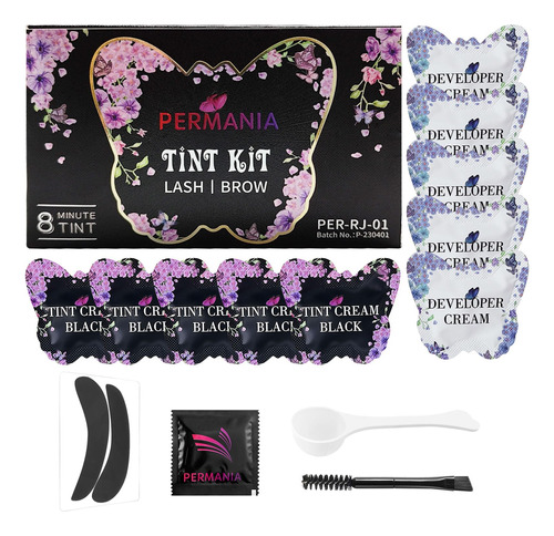 Permania Kit De Color Negro Para Pestañas Y Cejas, Color N.