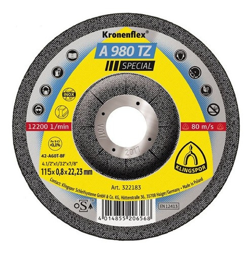 25 Disco Corte 0.8mm Ultrafino Kronenflex A 980 Tz 115x0.8mm