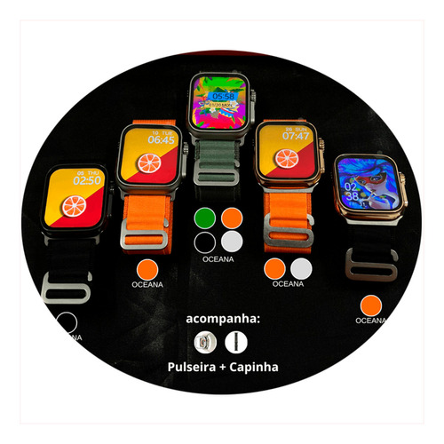 Funda para reloj inteligente Smartwatch W69 Ultra 9 Mini GPS Brújula, color negro, correa negra