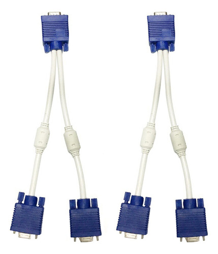 2 Unids Vga Divisor Macho A Doble Hembra Salida Cable Adapta