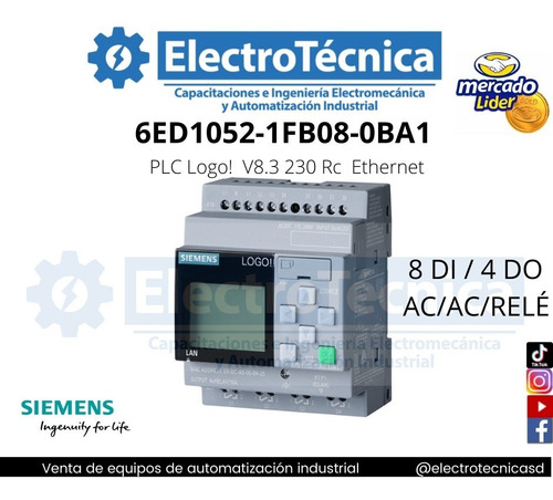 Imagen 1 de 6 de Plc Siemens Logo! V8.3 230rc 6ed1052-1fb08-0ba1  Ac-ac-rly