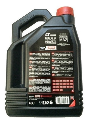 Imagen 2 de 3 de Aceite Para Moto Motul 3000 Mineral 20w50 4 Litros Motocity