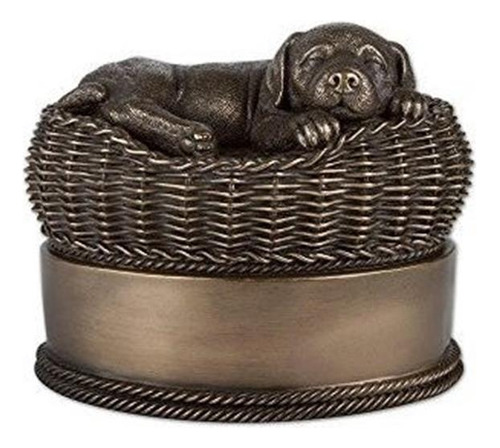 Perro De Bronce Perfecta Memoriales Pequeño En La Cesta De L