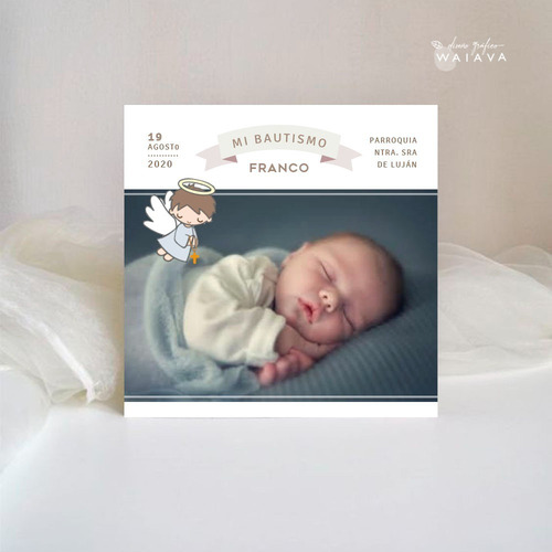 Imagen 6 de 10 de Estampas Tarjetas Bautismo De Nenes Con Foto X 2u