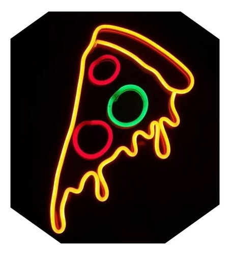 Cartel Neón Led Porción Pizza Decoración / Logos / Leyendas