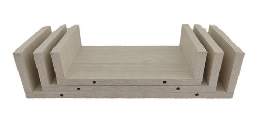Imagen 3 de 10 de Set De 3 Repisas Flotantes Estilo U 30 X 15 Cm Color Teca Ártico