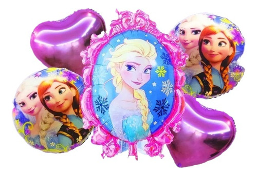 Decoración Globo Bouquet Princesa Frozen  Elsa Hielo Azul 