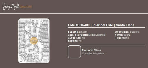 Lote Interno #300-400 - Pilar Del Este - Santa Elena - 557m2 #id 8732